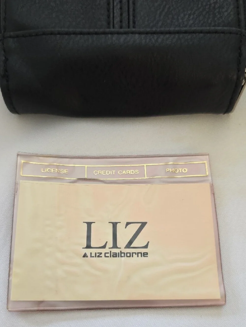 Vintage Liz Claiborne Leather Black Compact Zip Wallet New Old Stock With Tags